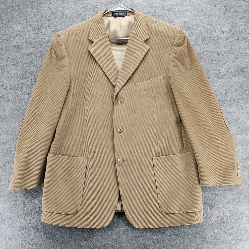 Haspel Blazer Mens 44R Beige Corduroy Cotton 3 Button